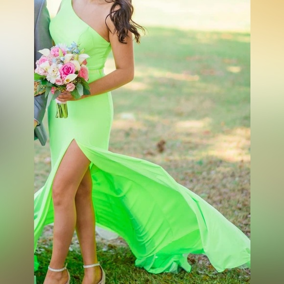 Neon Green Prom Dress - Picture 3 of 5